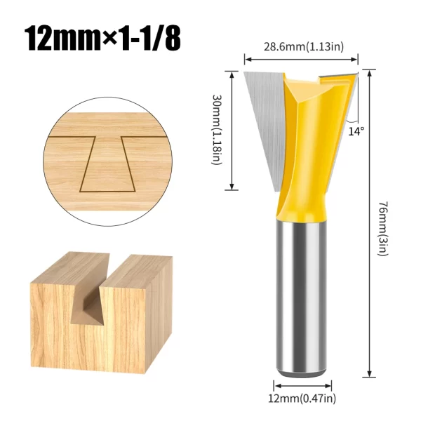 1Pcs 6mm 12mm Shank Dovetail Joint Router Bits Set Dovetail Joint Router Bits Set - Image 18