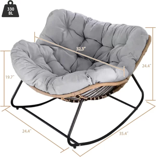 Outdoor Patio Rocking Chair,Papasan Chair with Cushion,Egg Chair - Image 2