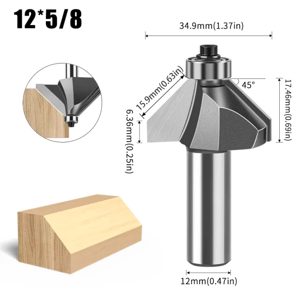 1pc 6mm 12mm Shank 45 Degree Bevel Router Bit Woodworking - Image 10