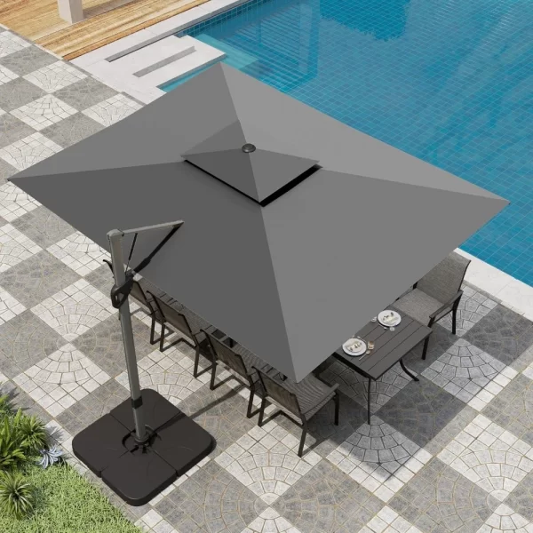 9'x 12' Large Patio Umbrella, Outdoor Aluminum Cantilever Umbrella