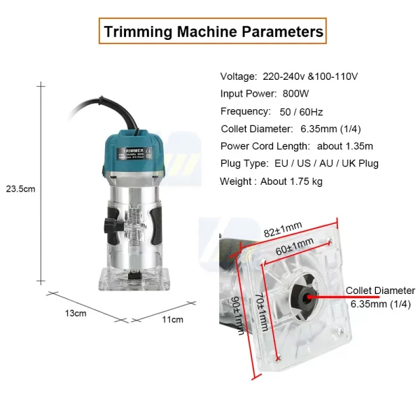 800WElectric Trimmer Wood Router Machine Woodworking - Image 17