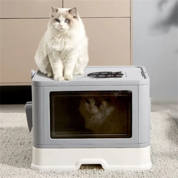 Large Hooded Cat Litter Box Tray Drawer Type - Image 4