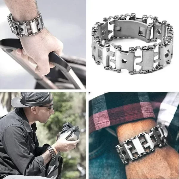 Survival Multitools Silver Bracelet  Stainless Steel Bracelet - Image 5