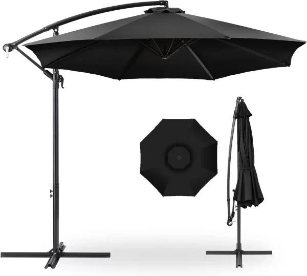 10ft Offset Hanging Market Patio Umbrella w/Easy Tilt Adjustment, Polyester Shade - Image 10