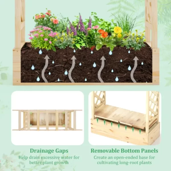Wooden Raised Garden Bed Planter Box with Trellis and Hanging Roof - Image 7