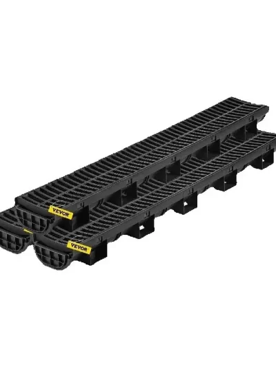 SucceBuy Drainage Trench Driveway Channel Drain With Plastic Grate 3-5 Pack