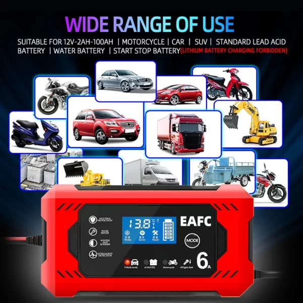 Car Battery Charger 12V 6A Intelligent Fast Charging - Image 2