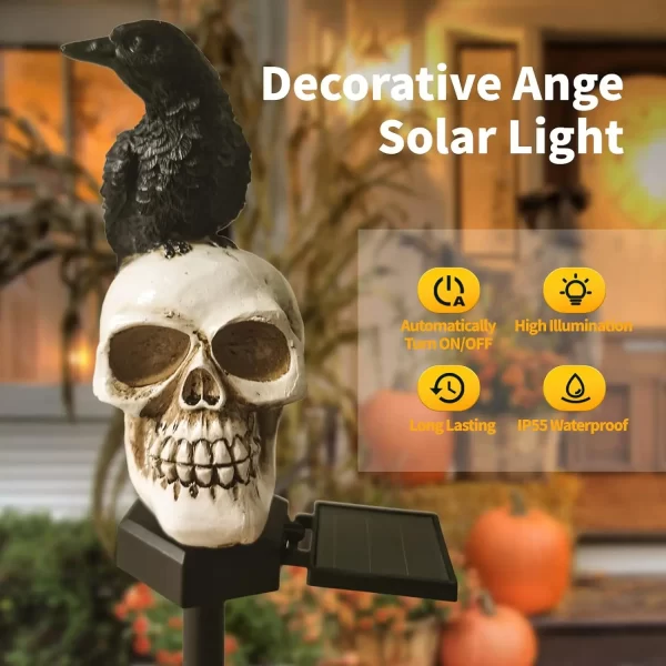 Halloween Crow Skull Outdoor Solar Light - Image 15