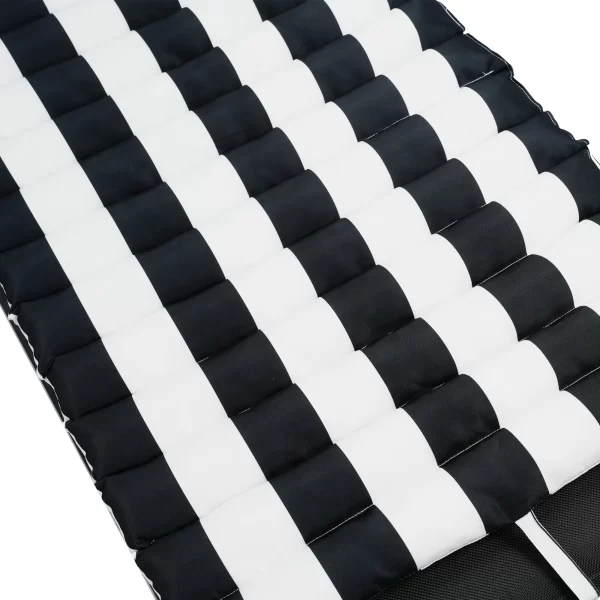 2PCS Set Outdoor Lounge Chair Chaise Lounge Cushion-BLACK-WHITE - Image 9
