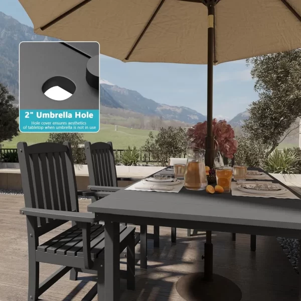 5-Piece HDPE Outdoor Dining Set with 2 Chairs and 2 Benches - Image 2