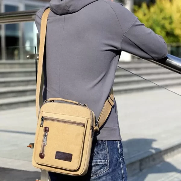 Multi Pockets Men Shoulder Bags Creative Tote Canvas - Image 4