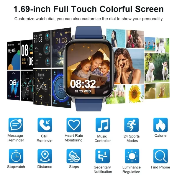 Jxrev Smart Watch, Fitness Tracker Watch for Men Women, 1.69'' - Image 2