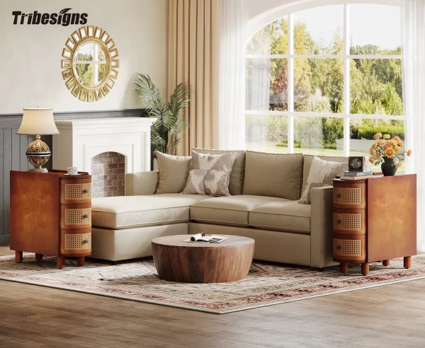 Tribesigns End Table Round Solid Wood Sofa Bedside Narrow Bedroom Side Table - Image 21