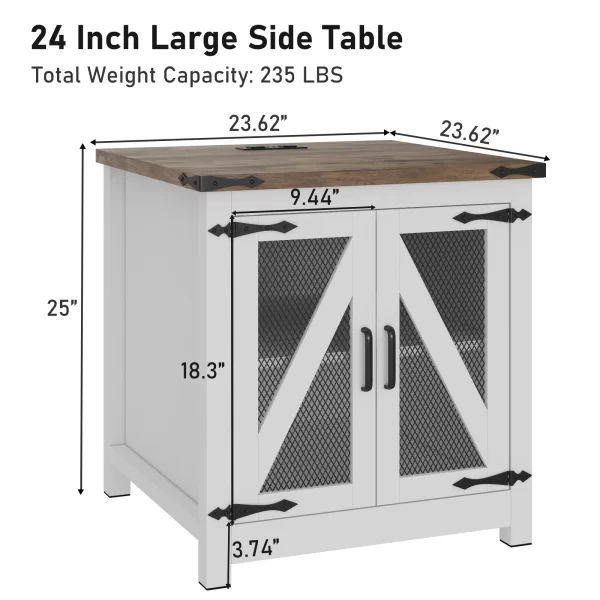 24" Farmhouse End Table, Large Sofa Side Table - Image 6