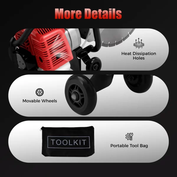 1400w Gasoline Concrete Cutting Saw Concrete Wet Saw Blade - Image 4