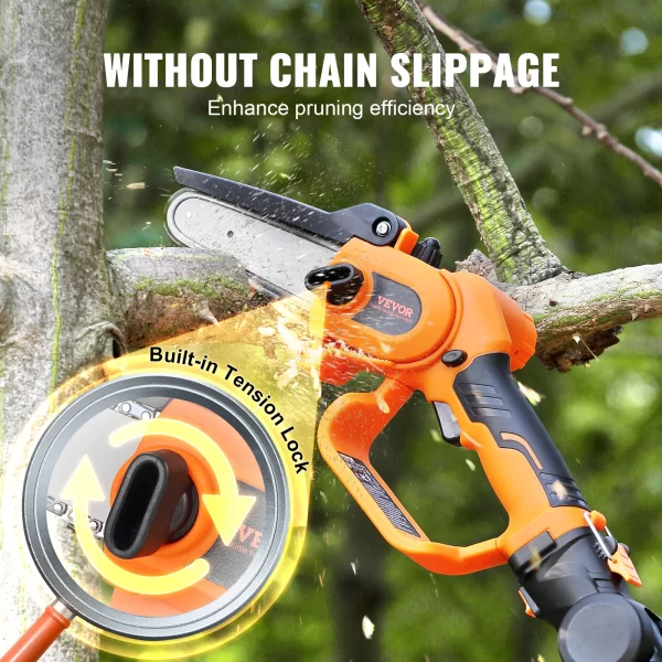 VEVOR 2-in-1 Cordless Pole Saw Mini 20V Pole Chainsaw 5" Cutting Capacity 8 ft Reach - Image 3