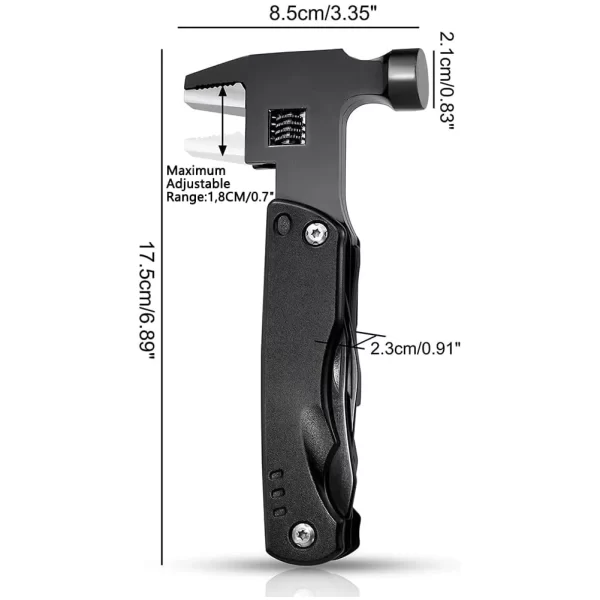 Adjustable Wrench Multitool Hammer for Survival,14in1 Emergency Escape Tool - Image 5