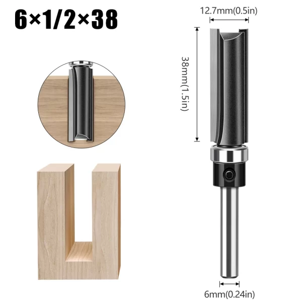 1pc 6mm 1/4"Shank Bearing Straight Router Bit - Image 9