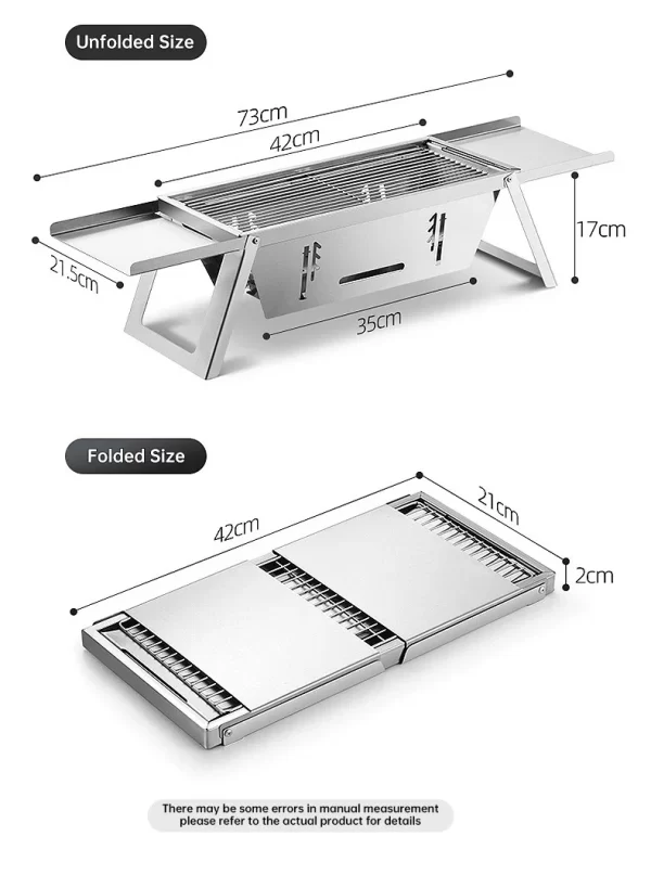 Outdoor Folding Barbecue Grill, 304 Stainless Steel Portable Folding Charcoal Oven - Image 22
