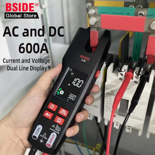 BSIDE U6 Professional Digital Clamp Meter 600A AC DC Pliers Voltmeter Electrical Tester