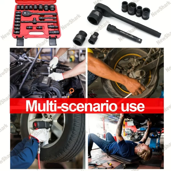 23 Piece Impact Socket Set Deep Socket Kit Assortment Standard Metric(8-32mm) - Image 6