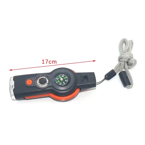 7 in 1  Survival Emergency Tool Whistle Compass Thermometer Magnifier Flashlight - Image 3