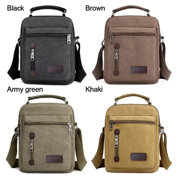 Multi Pockets Men Shoulder Bags Creative Tote Canvas - Image 5