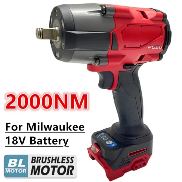 2000N.M High Torque Cordless Impact Wrench Brushless Electric Wrench 1/2 Inch Milwaukee 18V Battery