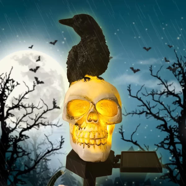 Halloween Crow Skull Outdoor Solar Light - Image 18