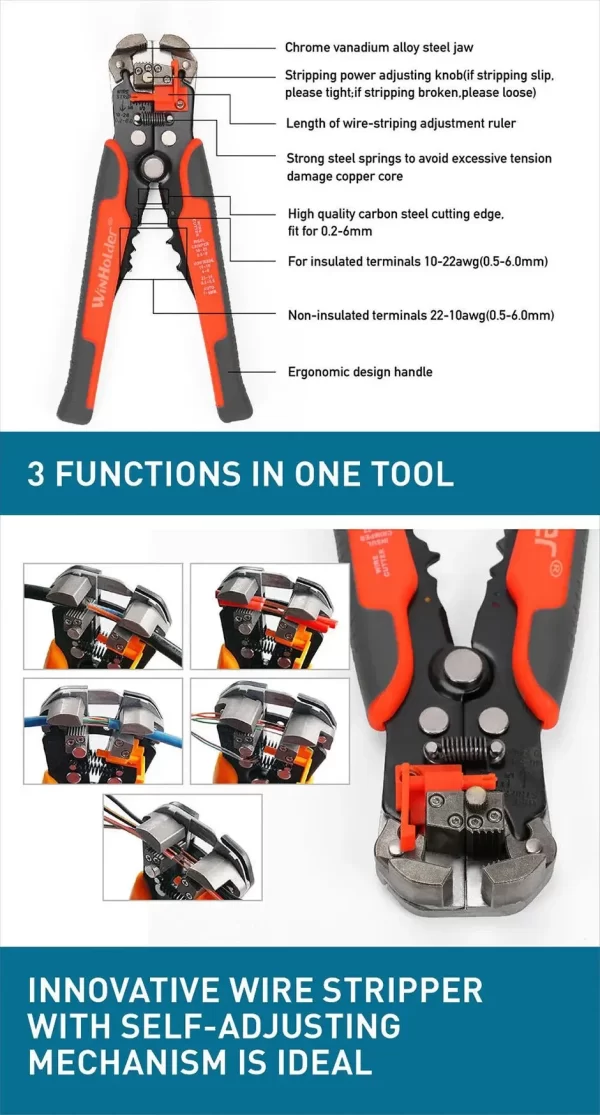 Professional Electrician Wire Tool Cable Wire Stripper Cutter Crimper - Image 12