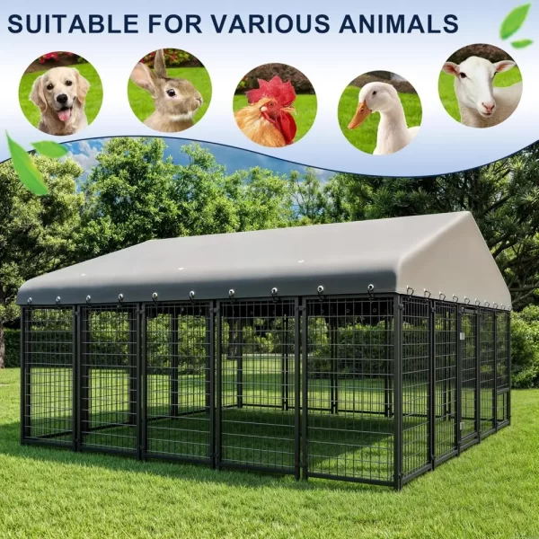 Dog Kennel 10X10FT Outside Heavy-Duty Outdoor Dog Cage with Roof and Double Lock - Image 5
