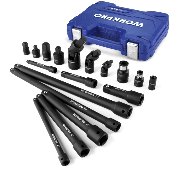 WORKPRO 18Pieces Drive Tool Accessory Set Includes Socket Adapters - Image 7