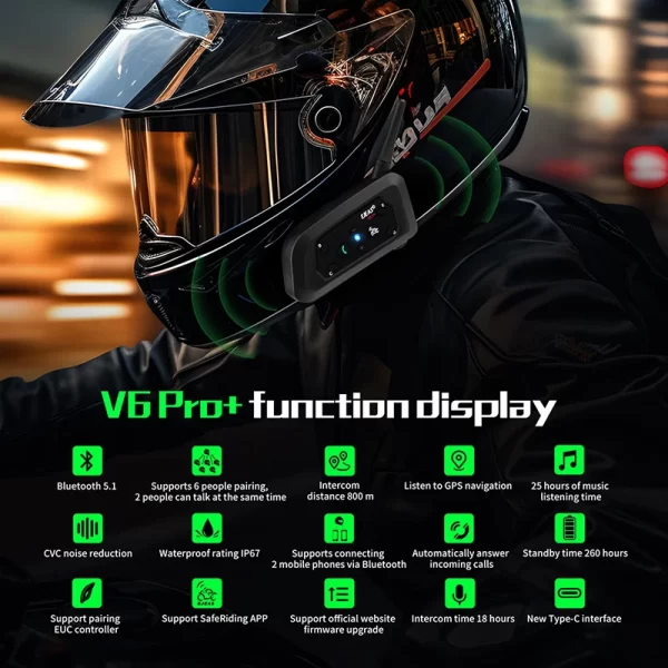 EJEAS Only Official Oversea Store V6PRO+ Motorcycle Intercom Helmet Bluetooth5.1 - Image 10