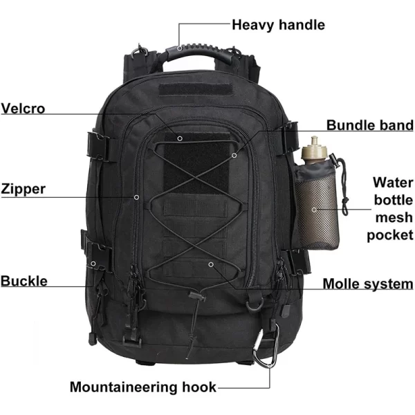 LQARMY 60L Military Tactical Backpack Army Molle Assault Rucksack - Image 2