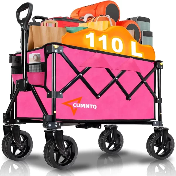 Collapsible Wagon Cart with Wheels Heavy Duty Foldable Wagon Cart with 230lbs Weight Capacity - Image 7