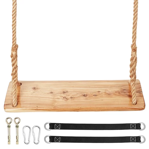 Wooden Tree Swing 500lbs Load Capacity Wooden Swing For Kids Adults Adjustable Height Waterproof - Image 3
