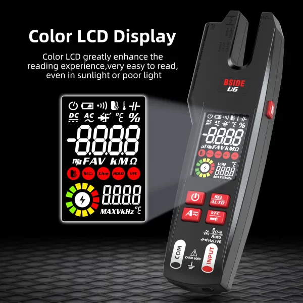 BSIDE U6 Professional Digital Clamp Meter 600A AC DC Pliers Voltmeter Electrical Tester - Image 16