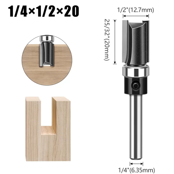1pc 6mm 1/4"Shank Bearing Straight Router Bit - Image 14