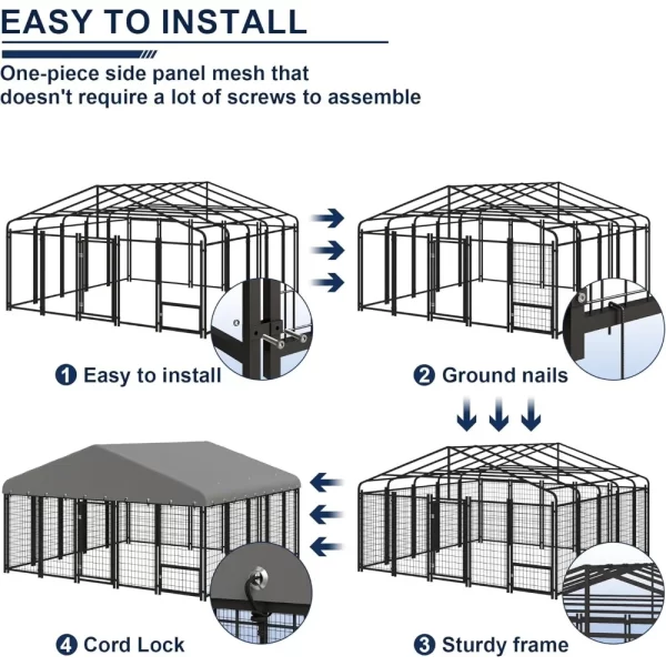 Dog Kennel 10X10FT Outside Heavy-Duty Outdoor Dog Cage with Roof and Double Lock - Image 4