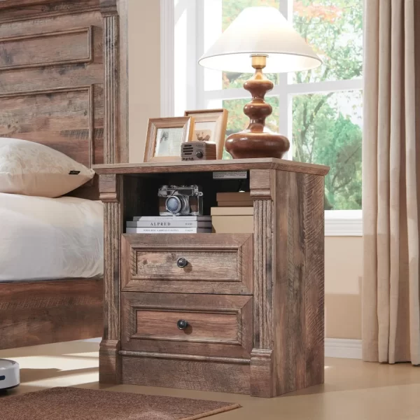 26"*23.6" large pastoral wooden side table with charging station, dresser - Image 7