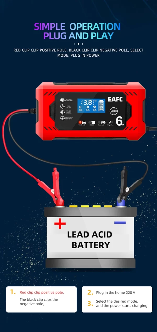 Car Battery Charger 12V 6A Intelligent Fast Charging - Image 18