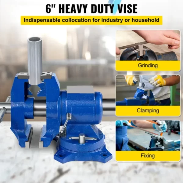 VEVOR 6-inch Heavy-duty Dual-rotating Bench Vise, 360° Rotation - Image 6