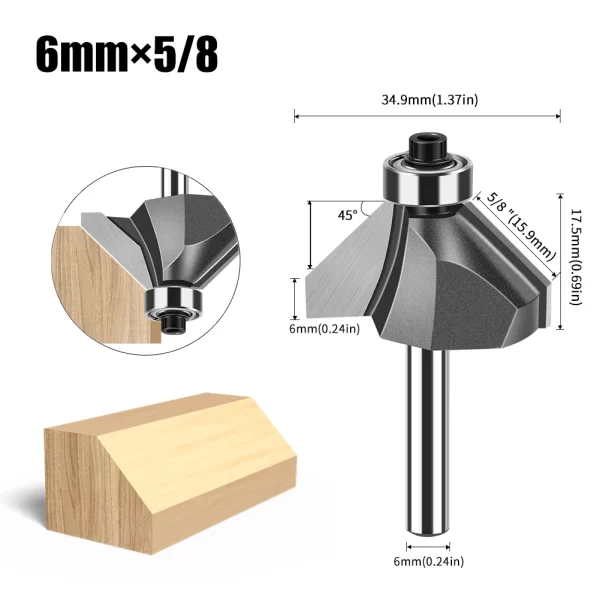 1pc 6mm 12mm Shank 45 Degree Bevel Router Bit Woodworking - Image 15