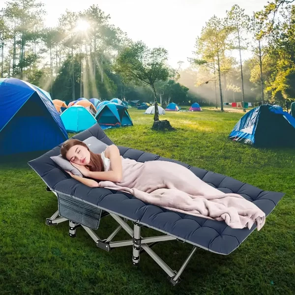High Quality Portable Outdoor Folding Bed Camping Sleeping Cots Stainless Steel Pipe - Image 12