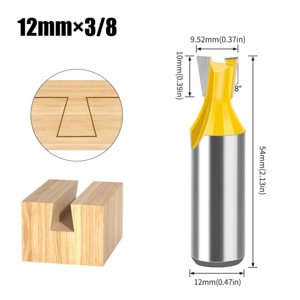 1Pcs 6mm 12mm Shank Dovetail Joint Router Bits Set Dovetail Joint Router Bits Set - Image 8