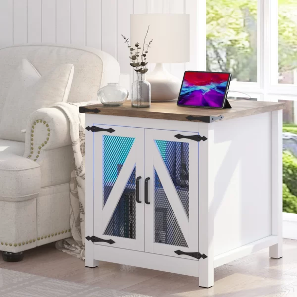 24" Farmhouse End Table, Large Sofa Side Table - Image 2