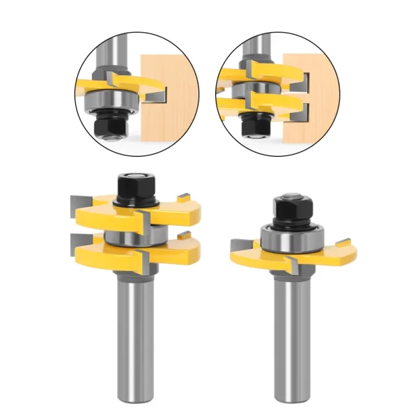 2PCS  1-7/8" T&G ASSEMBLY 3 Teeth Tenon Square Tooth Floor Splicing Cutter Router Bits - Image 18