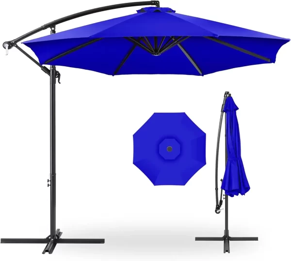 10ft Offset Hanging Market Patio Umbrella w/Easy Tilt Adjustment, Polyester Shade - Image 16