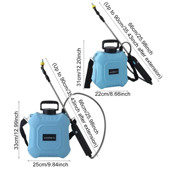 5L/8L Garden Electric Sprayer Backpack Sprayer with Shoulder Strap Telescopic Wand 2 Nozzles Battery Powered Sprayer - Image 6