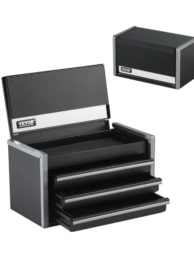 VEVOR 8.6in 3 Drawers Metal Tool Box Portable Tools Chest
